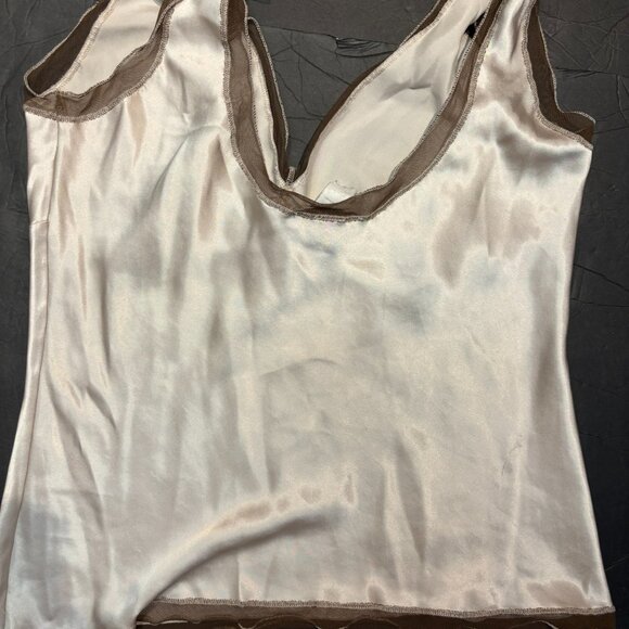 Papillon Blanc Women’s Satin Texture Luxury Blouse – Light Bronze – Size S - Picture 4 of 6